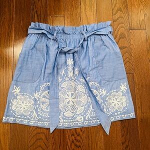 Lilly Pulitzer paper bag blue embroidered skirt women’s M with pockets and lined